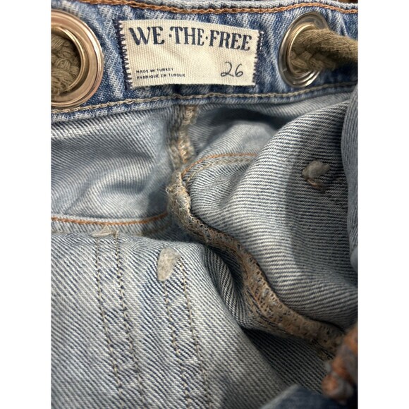 Free People Women’s Moxie Barrel Jeans size 26 NWOT Rope Belt Patched Distressed - Picture 8 of 9